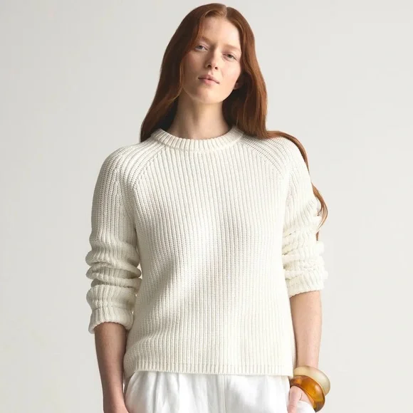 Quince Ivory 100% Organic Cotton
Fisherman Crew Sweater - Picture 1 of 9